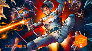 動漫太空士兵在星艦戰鬥中發射雷射武器。 — 盾之勇者 壁紙