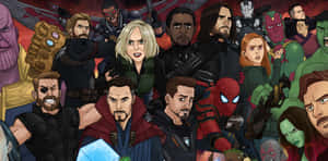 Marvel 英雄和反派在戲劇性的漫畫插圖中。 — 復仇者聯盟3：無限之戰 壁紙