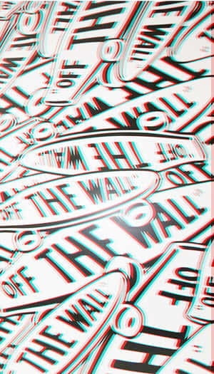 重複的3D立體標誌，上面用紅色和青色寫著off the wall，背景為白色。 — 酷炫iPhone 壁紙