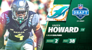 NFL選秀圖形顯示Xavien Howard在第二輪第38順位被邁阿密海豚隊選中。 — 運動 壁紙