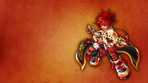 動漫戰士，紅髮，華麗武器，紋理橙色背景 — 吉茵珂絲 奧術 GIF 壁紙