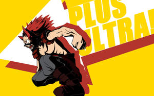 動漫角色在黃色背景上擺出動作姿勢，帶有 'PLUS ULTRA!' 文字 — 黑川伊佐那 壁紙