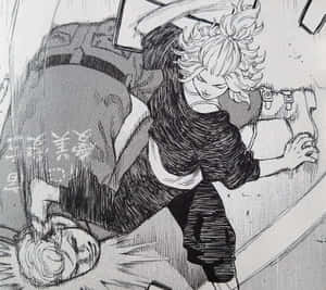 動畫女孩在戰鬥場景中對對手發出強力踢擊。 — 東京卍复仇者 壁紙