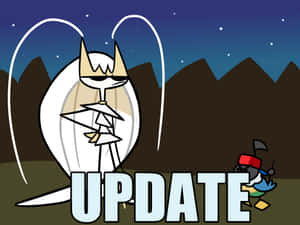 星空下的卡通天使和小鴨，帶有「UPDATE」文字。 — 寶可夢傳說 阿爾宙斯 壁紙