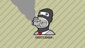 一個卡通忍者拿著冒煙的香煙，下面有 gentlemen 字樣。 — 抽菸 壁紙