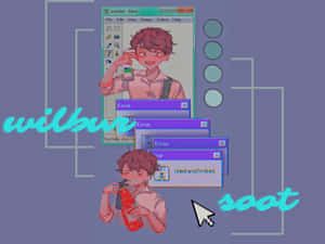 動漫男孩在 Paint 中編輯照片，帶有錯誤訊息和滑鼠游標。 — 威爾伯·索特 壁紙