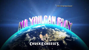 Chuck E. Cheese's 吉祥物在地球上，太空中有「All You Can Play」文字。 — 查克芝士 壁紙