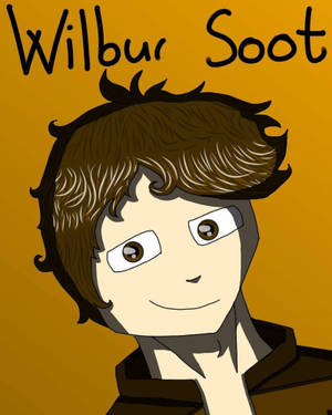 卡通角色 Wilbur Soot，棕色頭髮，微笑，橙色背景。 — 威爾伯·索特 壁紙