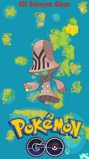 來自 Pokémon GO 的 Beheeyem 寶可夢角色，周圍有漂浮的地圖碎片。 — 動漫 壁紙
