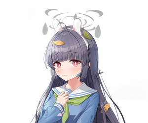 動漫女孩戴著兔耳朵，穿著校服緊張地出汗。 — 可愛動漫女孩 壁紙