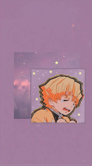 橙色頭髮的動漫男孩在星光燦爛的紫色天空下哭泣。 — 紫色動漫美學 壁紙