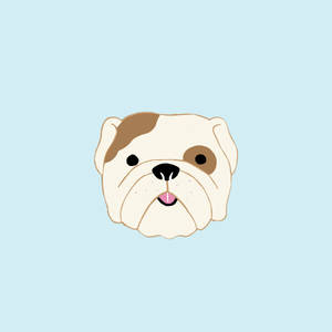 一個卡通鬥牛犬在淺藍色背景上伸出粉紅色舌頭。 — 狗狗藝術 壁紙