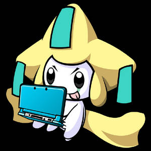 動漫角色手持一台藍色掌上遊戲機，表情專注。 — 電玩遊戲 GIF 壁紙