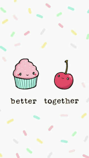 一個杯子蛋糕和櫻桃帶著笑臉，以及better together的字句。 — 杯子蛋糕 壁紙