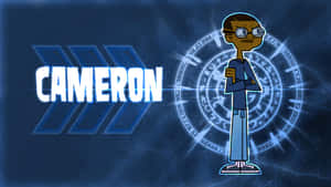 卡通角色Cameron在發光的魔法符號前交叉雙臂。 — 7680x4320 壁紙