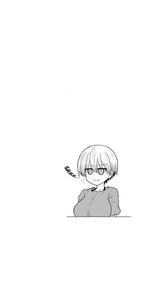戴眼鏡的動漫女孩在桌子後面做鬼臉並發出咕嚕聲。 — 日本動漫 壁紙