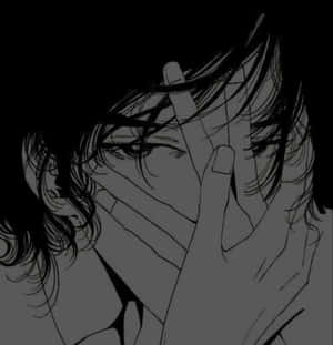 動漫角色用手遮臉，展現強烈情感。 — 惡魔男孩 動漫 壁紙