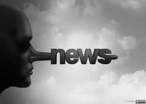 超現實黑白人物，鼻子呈 news 一詞形狀，背景陰天。 — 福斯新聞 壁紙