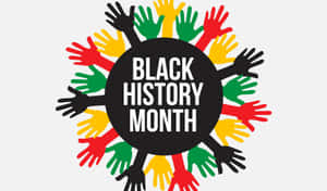 Black History Month 標誌，彩色手圍繞中央黑色圓圈。 — 插畫 壁紙