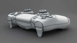灰色背景上的遊戲控制器線框3D模型。 — 太空美學動圖 壁紙