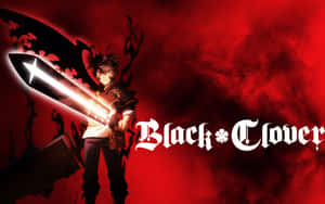動漫角色在紅色背景上手持發光劍，帶有 Black Clover 標題。 — 惡魔男孩 動漫 壁紙