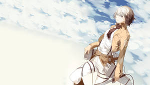 動畫士兵身穿棕褐色制服和裝備，背景為陰天天空 — 美麗的動畫 壁紙