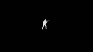 白色士兵瞄準步槍剪影在黑色背景上 — 電玩遊戲 GIF 壁紙