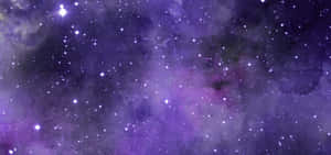 水彩風格的紫色星系，帶有星星和宇宙雲 — 暗紫色美學 壁紙