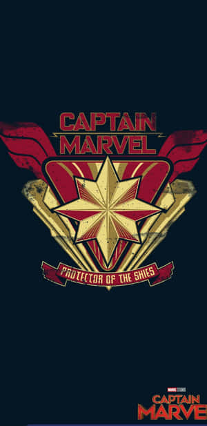 深藍色背景上帶有星星和翅膀的Captain Marvel標誌。 — 漫威標誌 壁紙