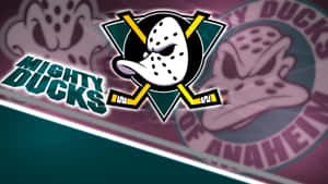 Mighty Ducks of Anaheim曲棍球隊標誌，帶有守門員面具和交叉的球棒。 — 安納海姆鴨隊 壁紙