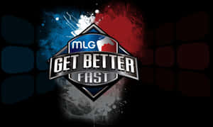 MLG遊戲標誌，帶有'Get Better Fast'標語和深色背景上的彩色油漆飛濺。 — PC 遊戲 壁紙