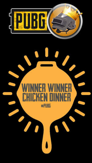 PUBG 勝利者雞肉晚餐圖形，帶皇冠頭盔和煎鍋。 — 遊戲玩家標誌 壁紙