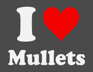 灰色網格背景上的 I heart mullets 圖形設計。 — 愛心 壁紙