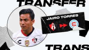 足球員 Jairo Torres 轉會圖形，附有球隊標誌和粗體文字。 — 運動 壁紙