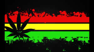 帶有大麻葉剪影和潑濺效果的拉斯塔法里旗幟。 — 大麻 壁紙