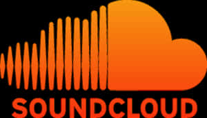 SoundCloud 標誌，帶有橙色波形和雲朵設計，背景為黑色。 — Soundcloud 壁紙