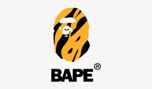 BAPE標誌，特色是虎紋猿頭和下方大膽的黑色文字。 — 象神黑白 壁紙