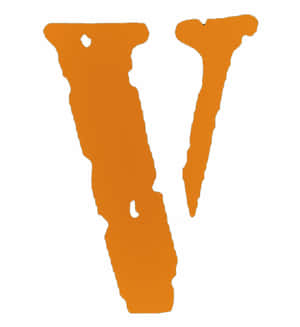 白色背景上帶孔的橙色紋理字母V — Vlone 壁紙