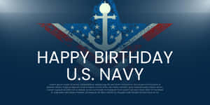 Happy Birthday U.S. Navy 橫幅 船錨與星星條紋設計