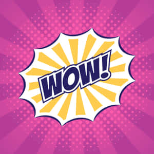 一個漫畫對話框，在粉紅色半色調背景上寫著「WOW!」。 — 哇 壁紙