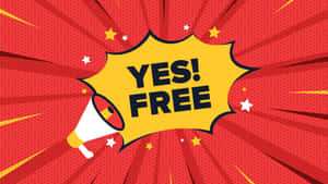 擴音器以漫畫爆炸效果宣布「YES! FREE」。 — 免費 壁紙