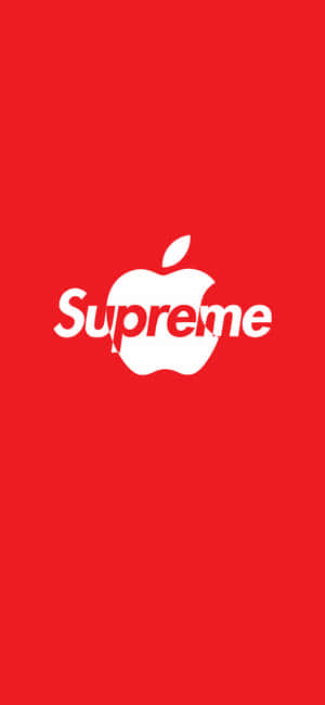 紅色背景上的白色Supreme Apple標誌 — iPhone 18 Pro Max 壁紙