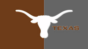 白色長角牛頭標誌，帶有 'TEXAS' 文字，位於棕色和灰色分割背景上。 — 德克薩斯州旗 壁紙