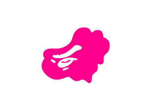 帶有白色風格化面部特徵的粉紅色抽象團塊 — BAPE 標誌 壁紙