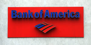 Bank of America企業標誌在瓷磚牆上 — 美國銀行 壁紙