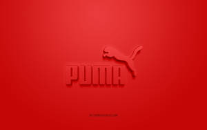 Puma品牌標誌，帶有跳躍的貓在紅色背景上 — 噗卡 壁紙
