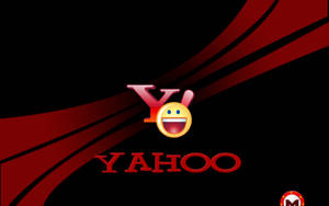 Yahoo標誌帶微笑表情符號，黑色背景有紅色條紋 — 洛米安傳奇 壁紙