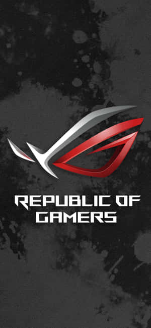Republic of Gamers 標誌，紅色銀色設計，深色紋理背景 — Redmi Note 14 Pro 壁紙