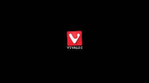 紅色紋理V標誌，黑色背景上帶有VIVALDI文字 — 網站 壁紙