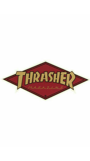 白色背景上的紅色和金色Thrasher Magazine標誌 — Thrasher 壁紙